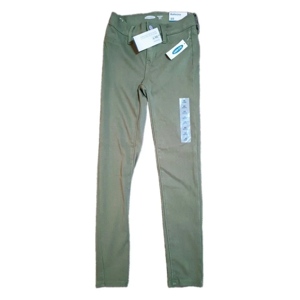 OLD NAVY Ballerina Girls Green JEGGING PANTS Size 10 Adjustable Waist (P0045B6)